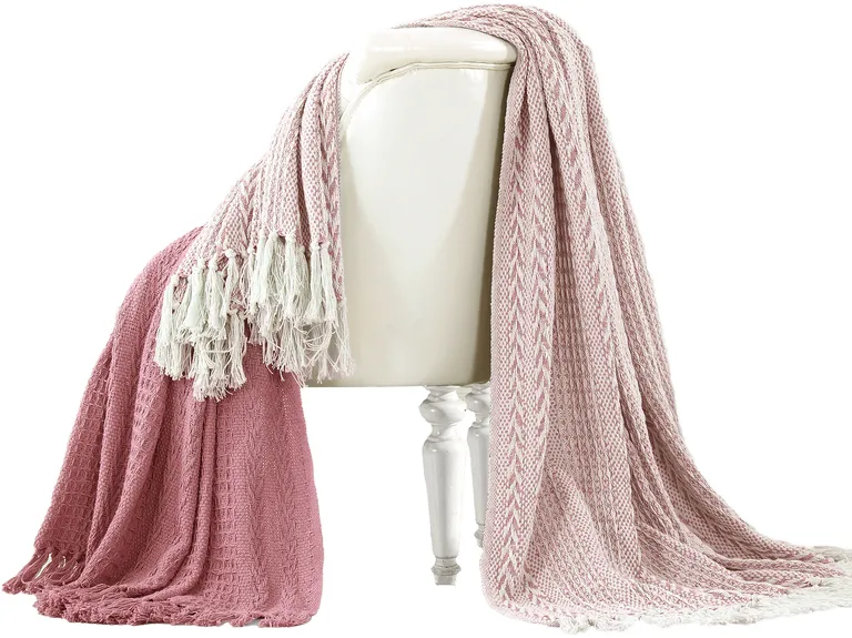 Latina Cotton Throw with Decorative Fringe The Urban Port, Set of 2 Photo 1