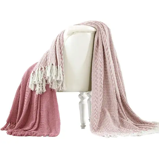 Latina Cotton Throw with Decorative Fringe The Urban Port, Set of 2 Photo 1