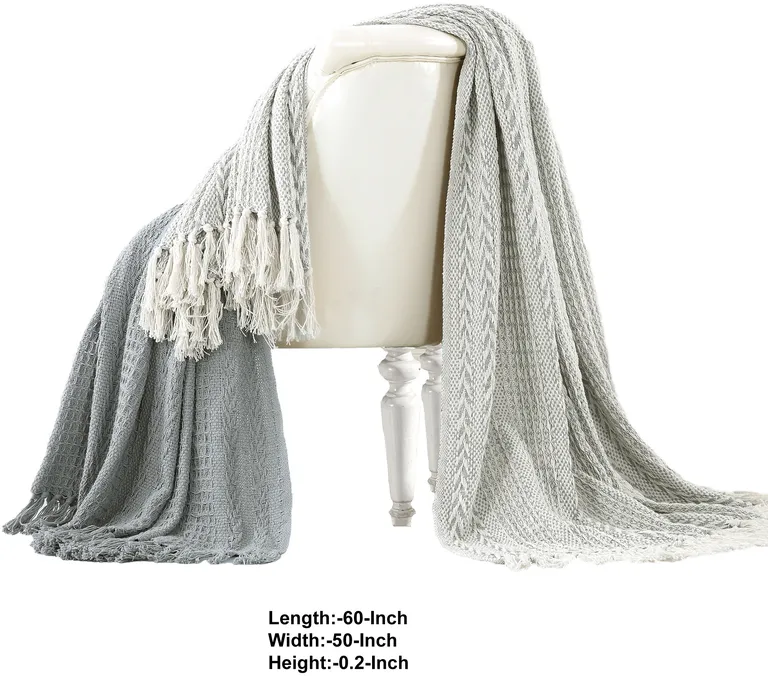Latina Cotton Throw with Decorative Fringe The Urban Port, Set of 2 Photo 2