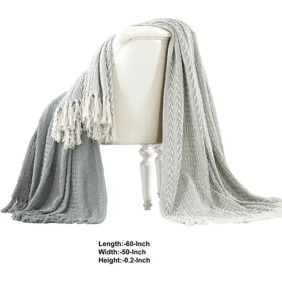 Latina Cotton Throw with Decorative Fringe The Urban Port, Set of 2 Photo 2