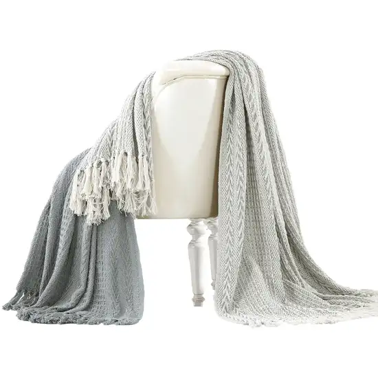 Latina Cotton Throw with Decorative Fringe The Urban Port, Set of 2 Photo 1