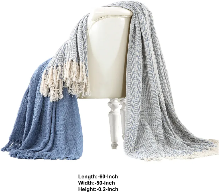 Latina Cotton Throw with Decorative Fringe The Urban Port, Set of 2 Photo 2