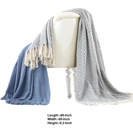Latina Cotton Throw with Decorative Fringe The Urban Port, Set of 2 Photo 2