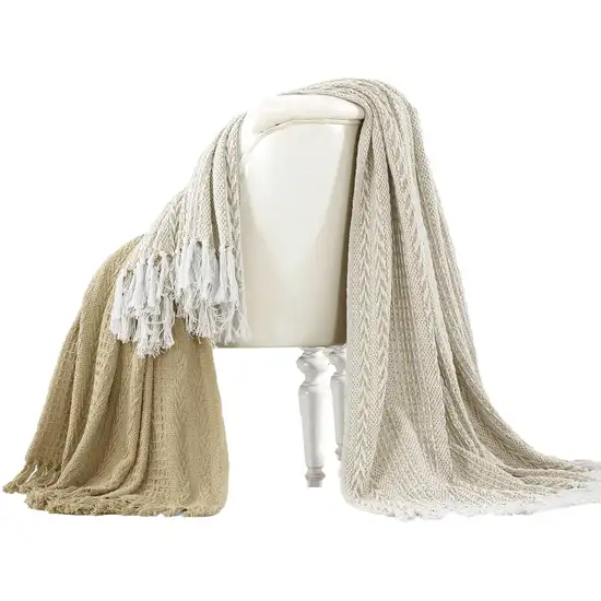 Latina Cotton Throw with Decorative Fringe The Urban Port, Set of 2 Photo 1