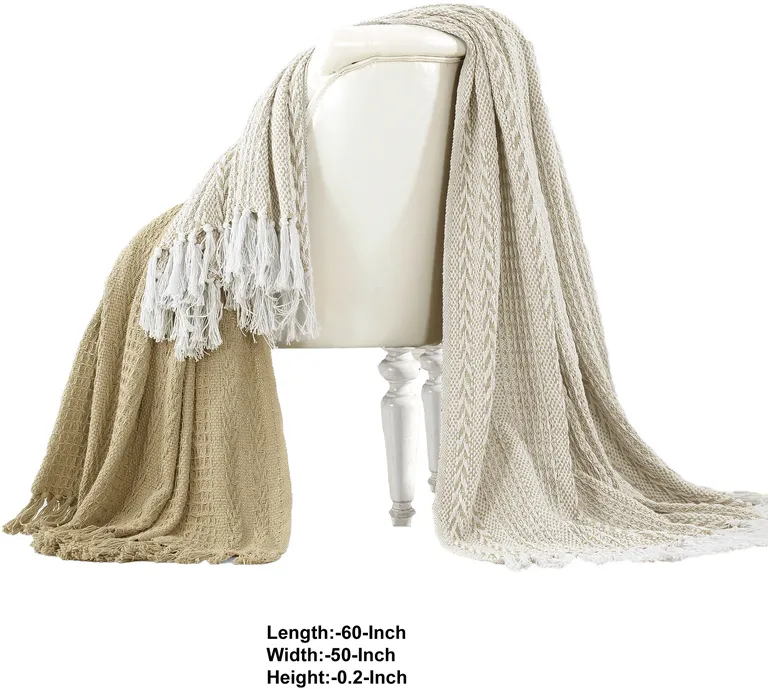 Latina Cotton Throw with Decorative Fringe The Urban Port, Set of 2 Photo 2