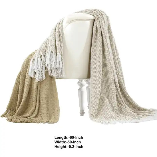 Latina Cotton Throw with Decorative Fringe The Urban Port, Set of 2 Photo 2
