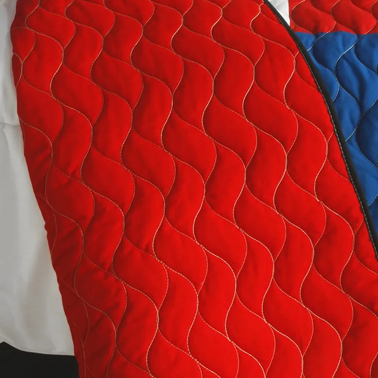 Lattice Logic - 3PC Vermicelli-Quilted Patchwork Quilt Set (Full/Queen Size) Photo 3