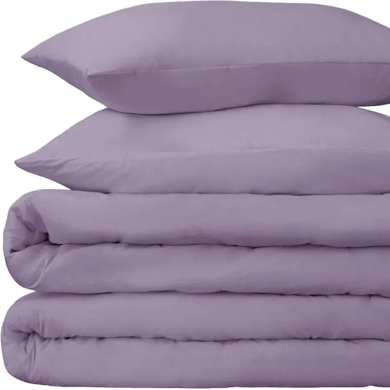 Lavender King Cotton Washable Duvet Cover Set With Two Shams Photo 3