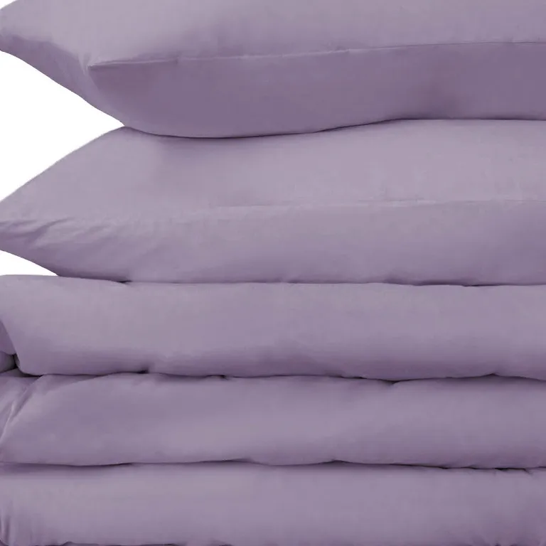Lavender King Cotton Washable Duvet Cover Set With Two Shams Photo 4