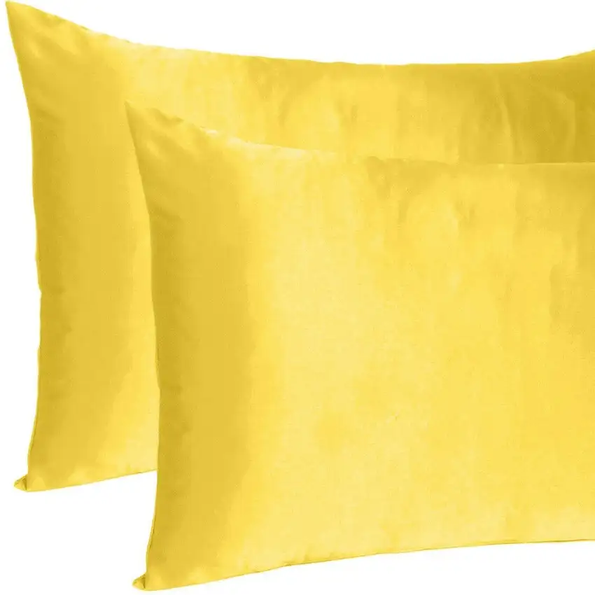 Lemon Dreamy Set Of 2 Silky Satin King Pillowcases Photo 7