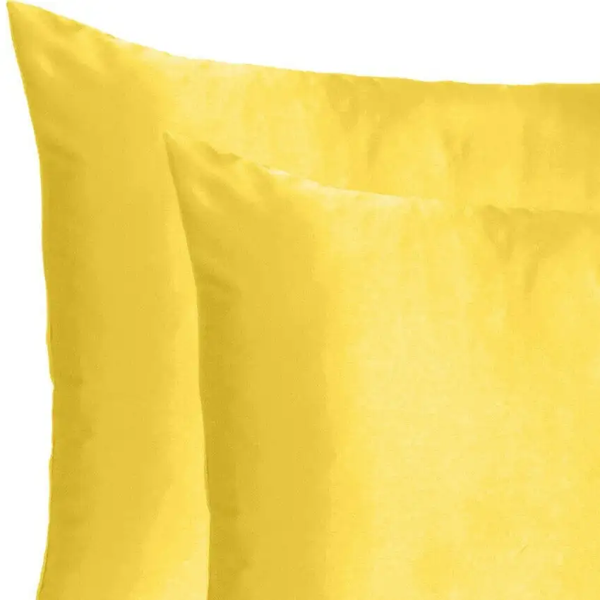 Lemon Dreamy Set Of 2 Silky Satin Queen Pillowcases Photo 6