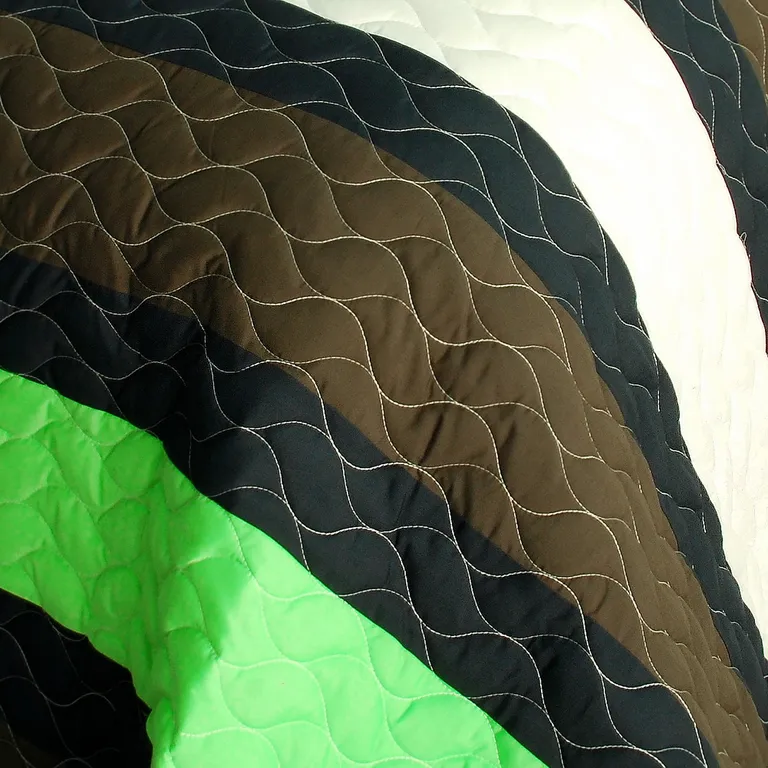 Lemon Tree - 3PC Vermicelli-Quilted Patchwork Quilt Set (Full/Queen Size) Photo 3