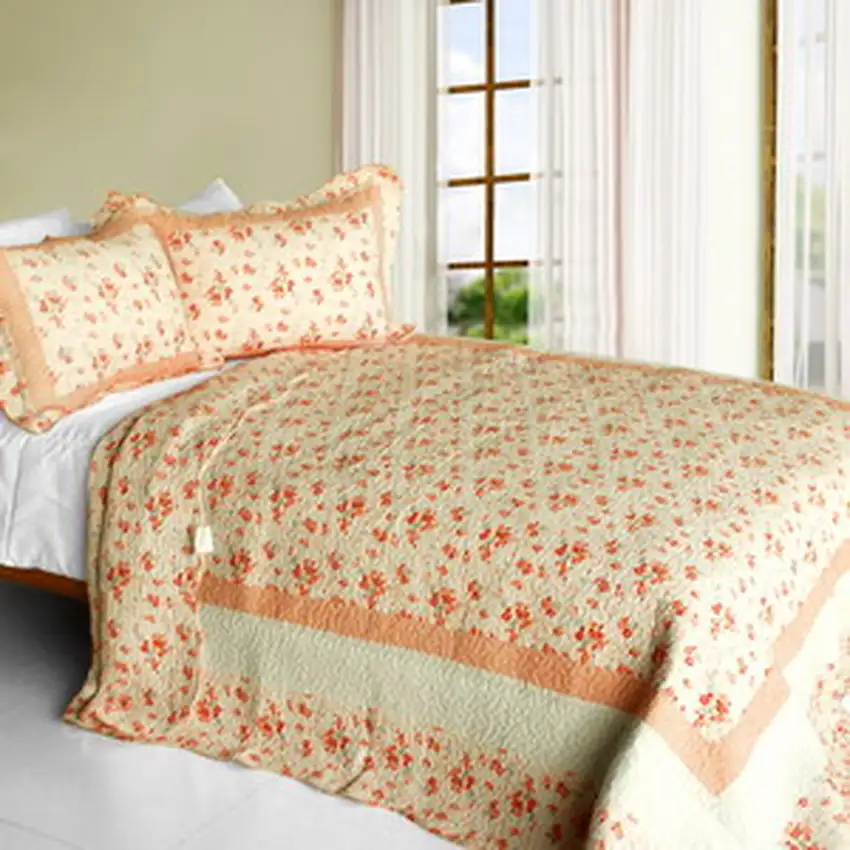 Les Coristes -  3PC Cotton Contained Vermicelli-Quilted Patchwork Quilt Set (Full/Queen Size) Photo 1