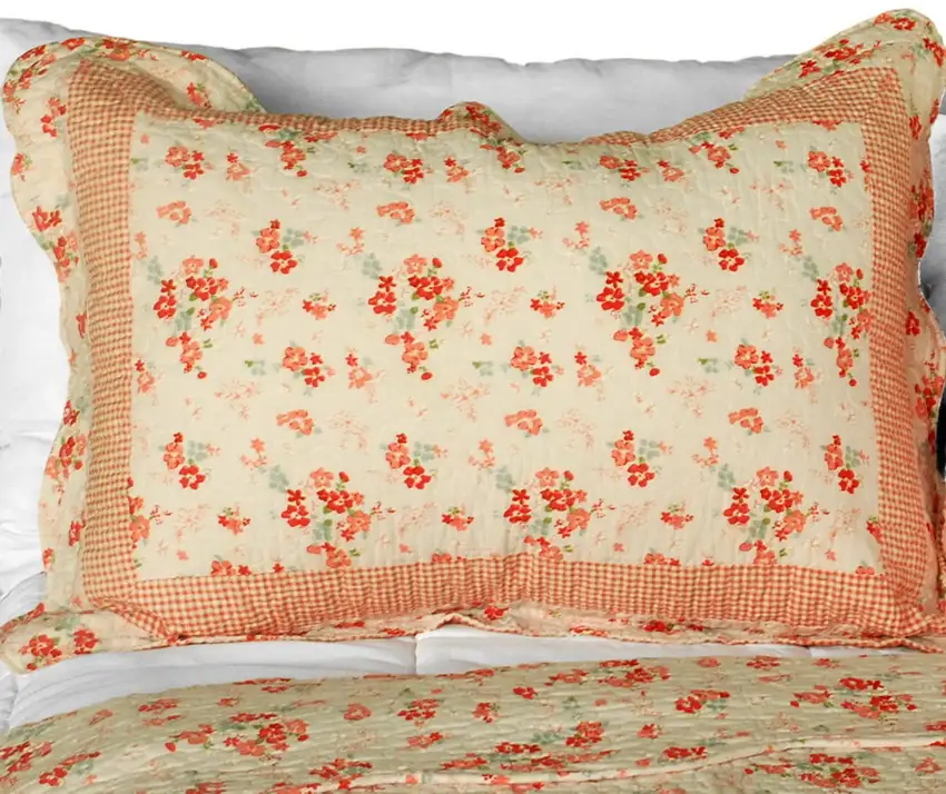 Les Coristes -  3PC Cotton Contained Vermicelli-Quilted Patchwork Quilt Set (Full/Queen Size) Photo 2