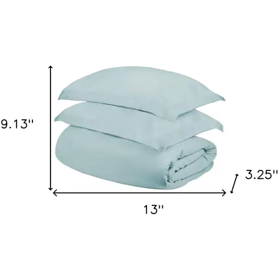 Light Blue  Cotton Blend 400 Thread Count Washable Duvet Cover Set Photo 5