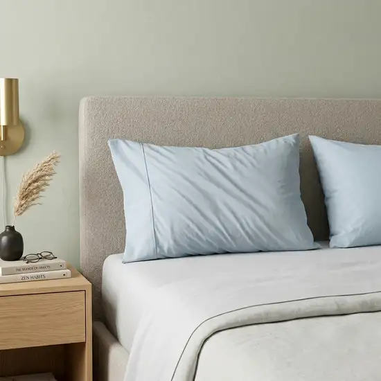Light Blue Cotton King Pillowcases Photo 1