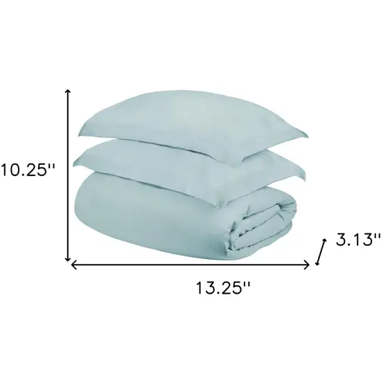 Light Blue King Cotton Blend 400 Thread Count Washable Duvet Cover Set Photo 4