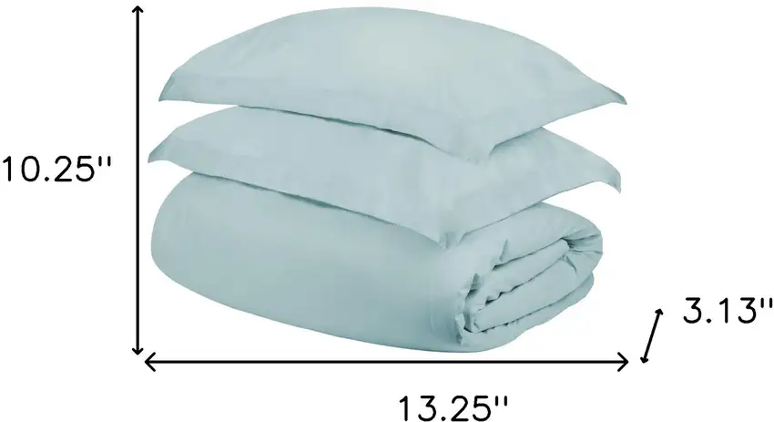 Light Blue King Cotton Blend 400 Thread Count Washable Duvet Cover Set Photo 4