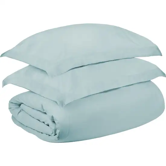 Light Blue King Cotton Blend 400 Thread Count Washable Duvet Cover Set Photo 3