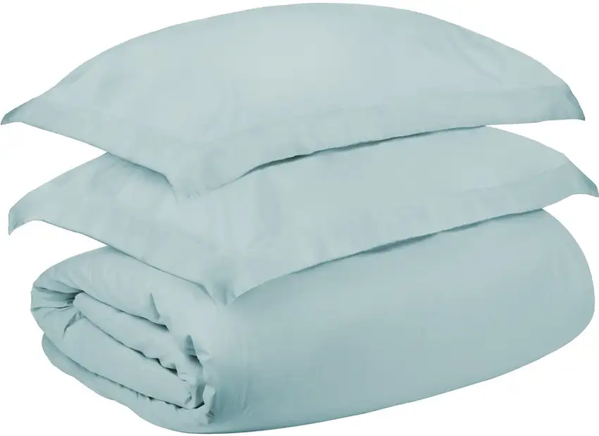 Light Blue King Cotton Blend 400 Thread Count Washable Duvet Cover Set Photo 3