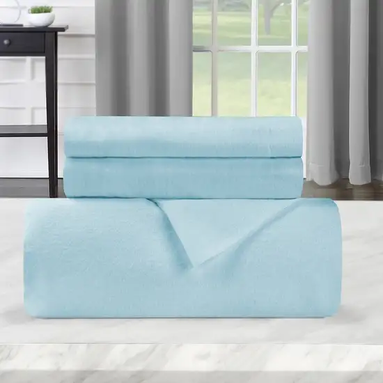 Light Blue King Cotton Blend Thread Count Washable Duvet Cover Set Photo 3