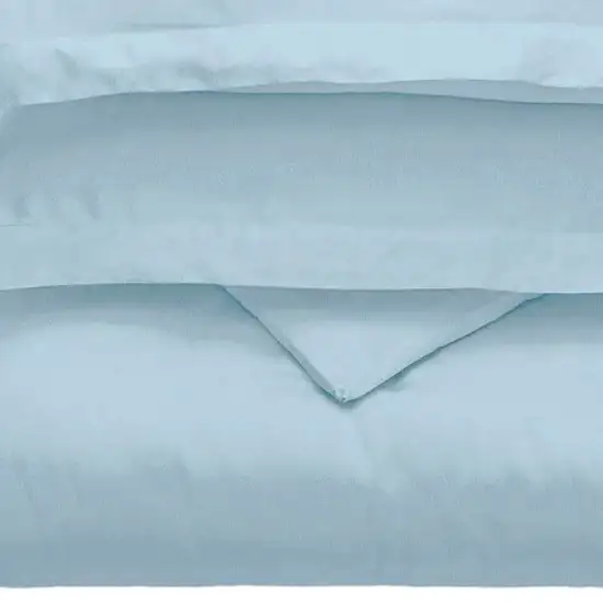 Light Blue King Cotton Blend Washable Duvet Cover Set With Two Shams Photo 2