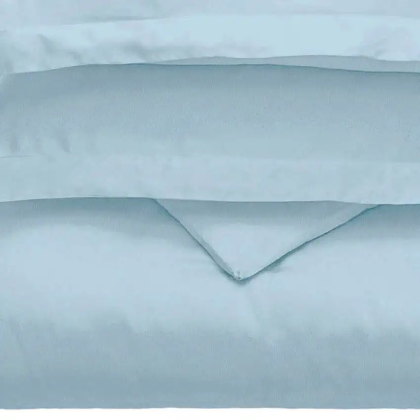 Light Blue King Cotton Blend Washable Duvet Cover Set With Two Shams Photo 2