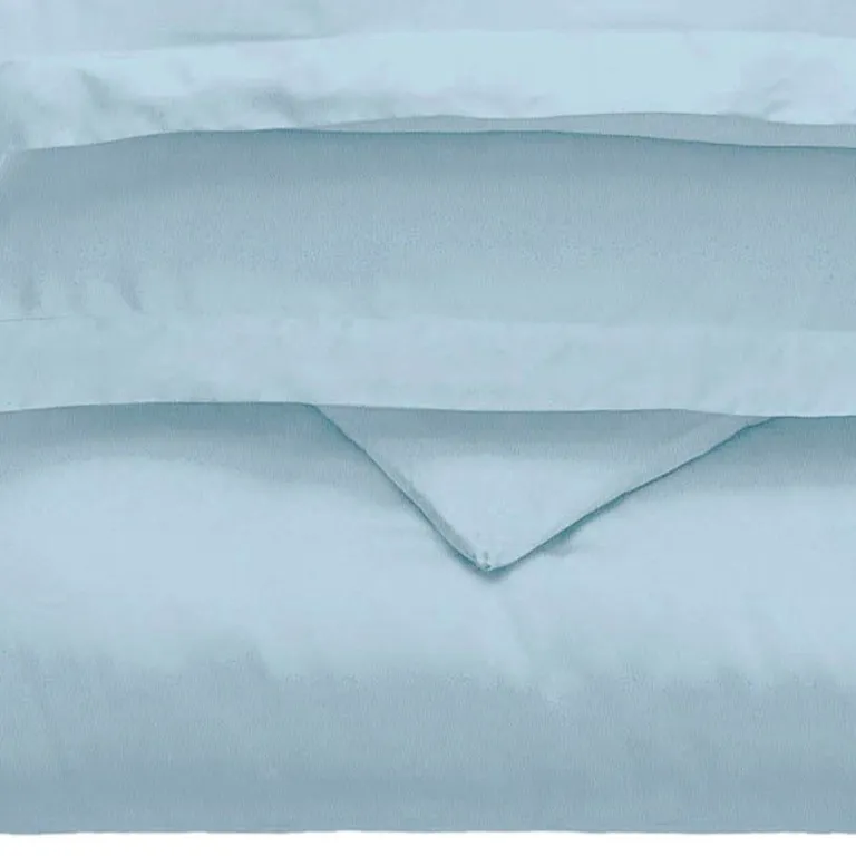 Light Blue King Cotton Blend Washable Duvet Cover Set With Two Shams Photo 2
