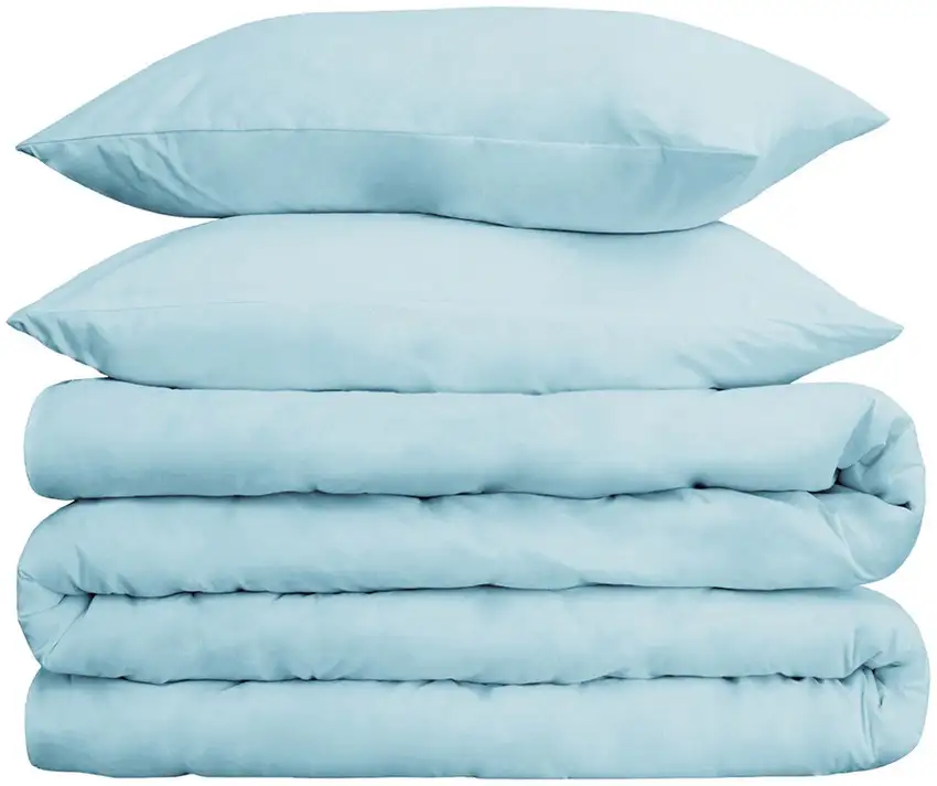 Light Blue King Cotton Blend Washable Duvet Cover Set Photo 2
