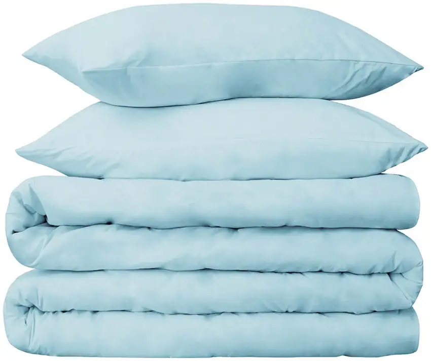 Light Blue King Cotton Blend Washable Duvet Cover Set Photo 1
