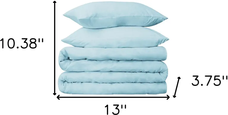 Light Blue King Cotton Blend Washable Duvet Cover Set Photo 4