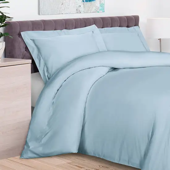 Light Blue King Rayon Washable Duvet Cover Set Photo 2