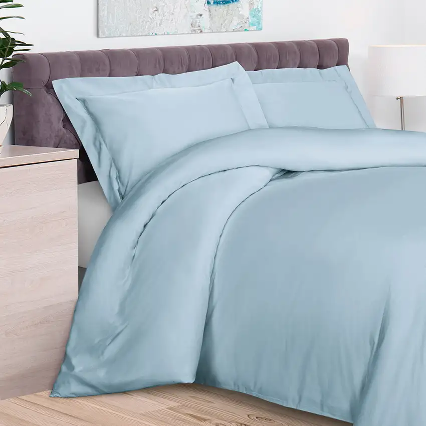 Light Blue King Rayon Washable Duvet Cover Set Photo 2