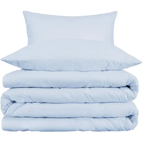Light Blue Queen Cotton Blend 1000 Thread Count Washable Duvet Cover Set Photo 1