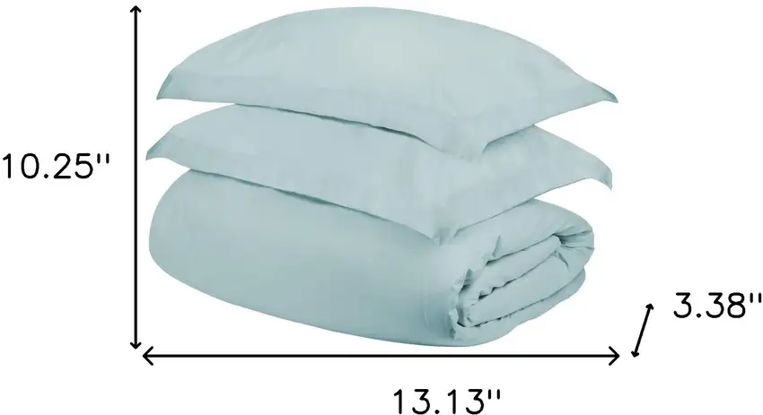 Light Blue Queen Cotton Blend 400 Thread Count Washable Duvet Cover Set Photo 5