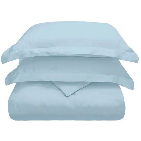 Light Blue Queen Rayon Washable Duvet Cover Set With Two Shams Photo 2