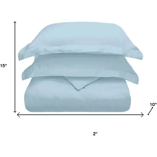 Light Blue Queen Rayon Washable Duvet Cover Set With Two Shams Photo 6