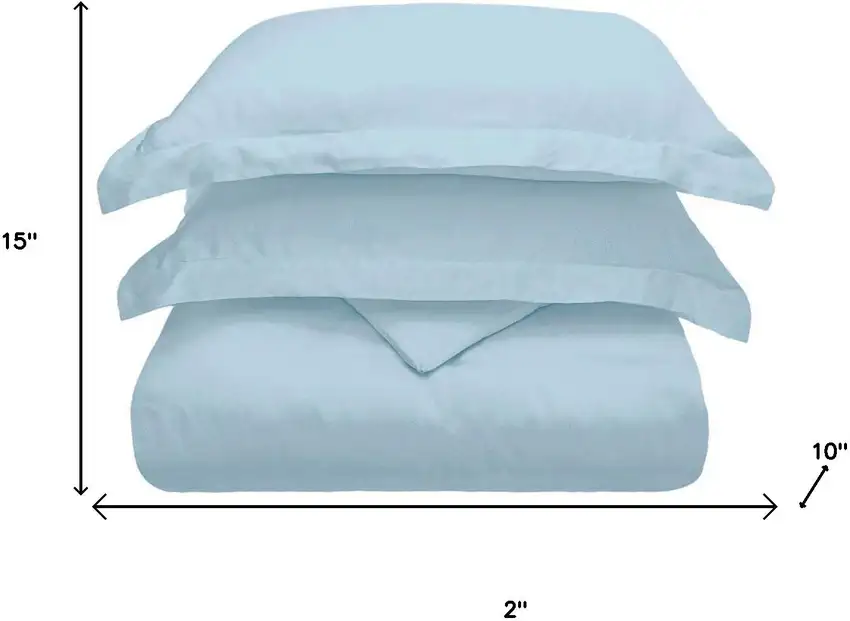 Light Blue Queen Rayon Washable Duvet Cover Set With Two Shams Photo 6