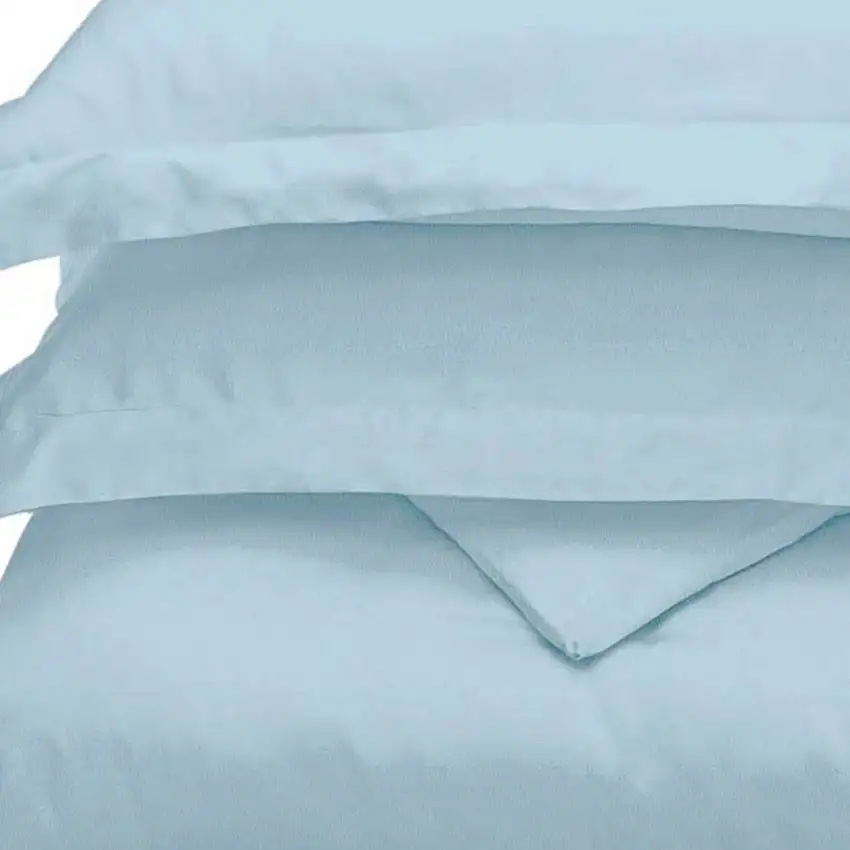 Light Blue Queen Rayon Washable Duvet Cover Set With Two Shams Photo 3