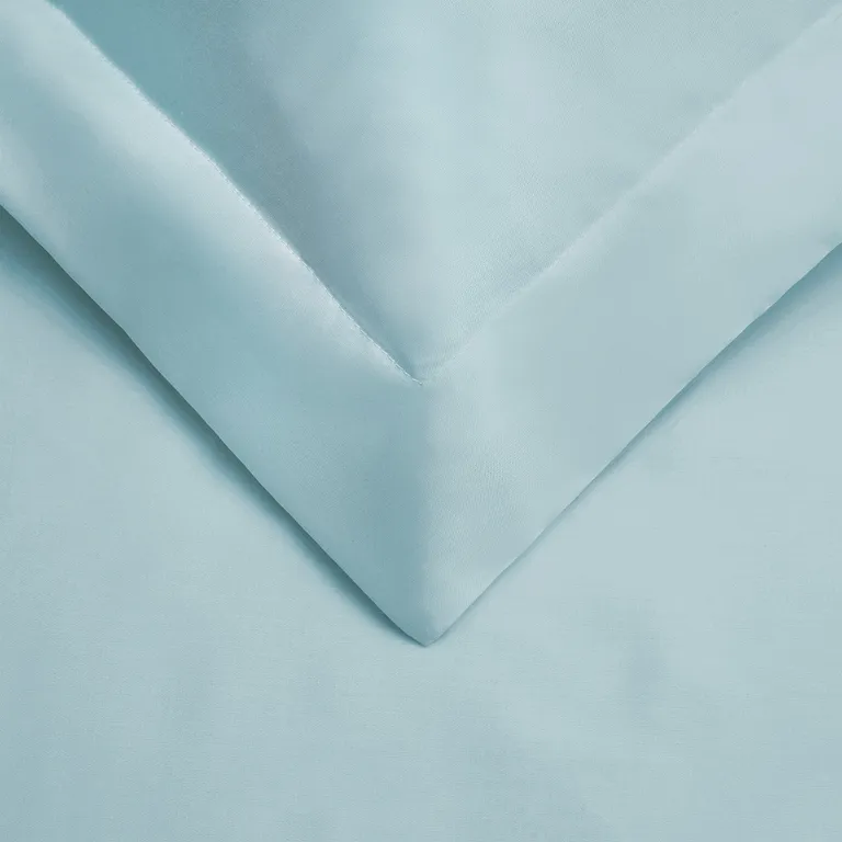 Light Blue Twin Cotton Blend Washable Duvet Cover Set With Sham Photo 2