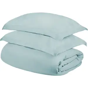 Photo of Light Blue Twin Cotton Blend Washable Duvet Cover Set With Sham