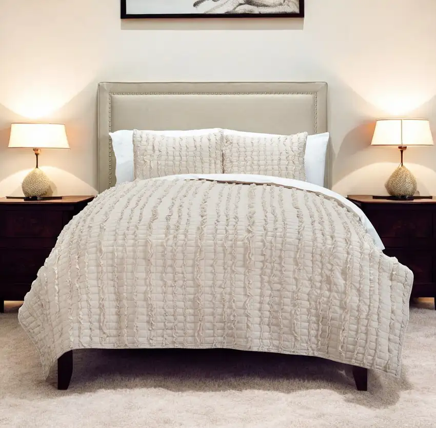 Light Blush King 100% Cotton 300 Thread Count Machine Washable Down Alternative Comforter Photo 1