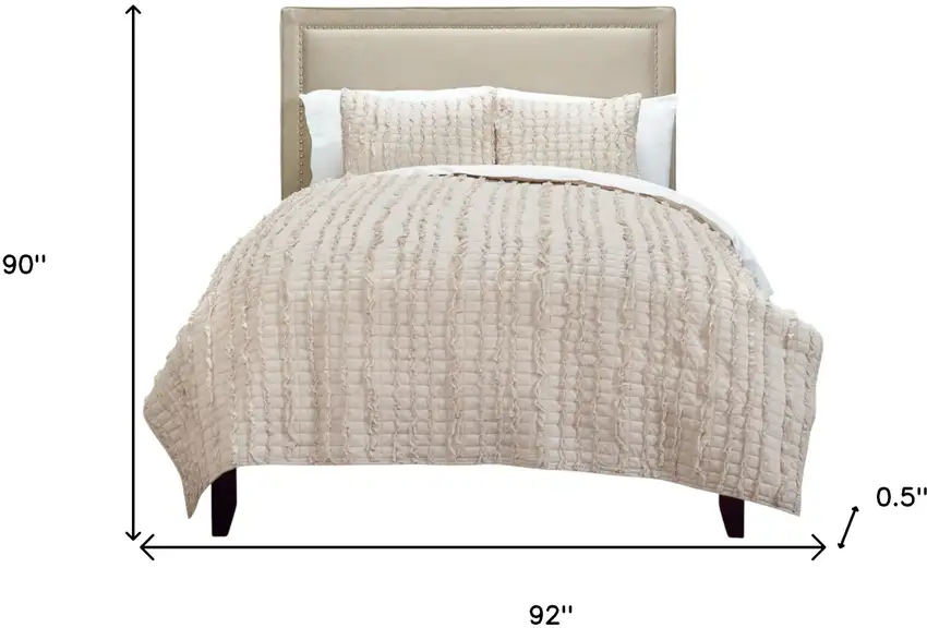Light Blush Queen 100% Cotton 300 Thread Count Machine Washable Down Alternative Comforter Photo 5