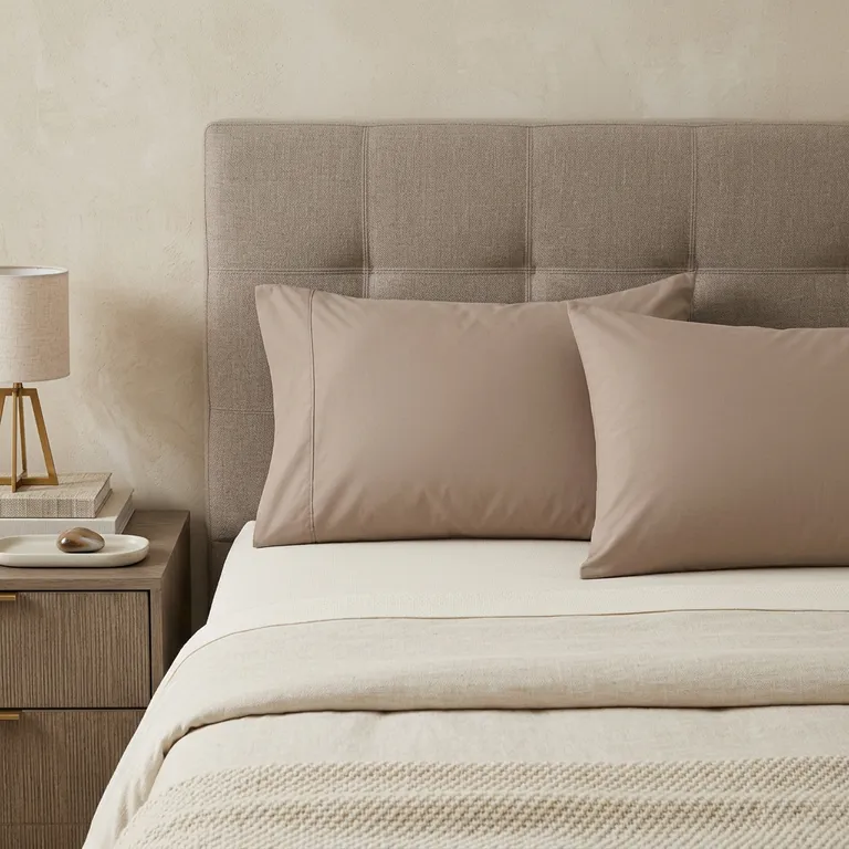 Light Brown Cotton Queen Pillowcases Photo 2
