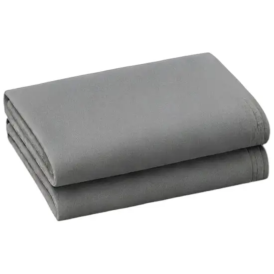 Set of Two Light Gray Cotton King Pillowcases Photo 2