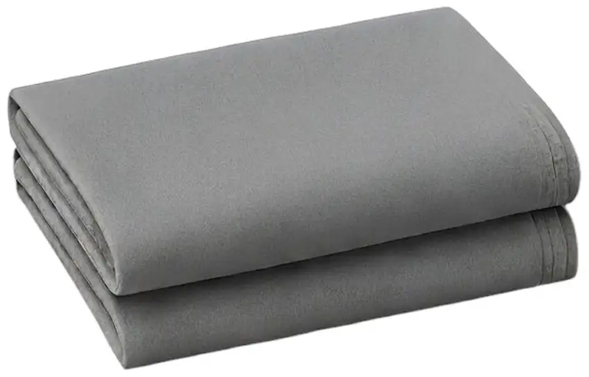 Set of Two Light Gray Cotton King Pillowcases Photo 2