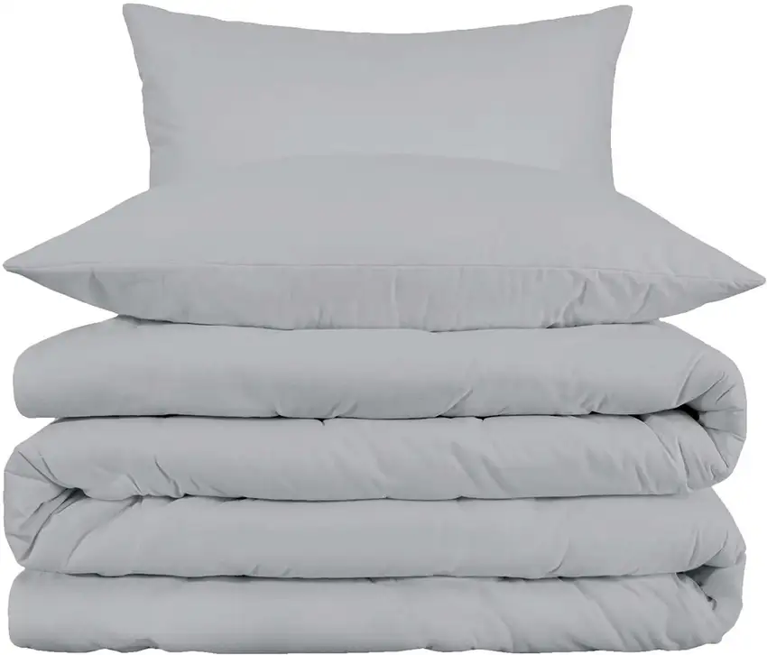 Light Gray King Cotton Blend 1000 Thread Count Washable Duvet Cover Set Photo 1