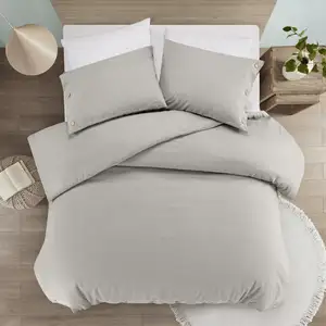 Photo of Light Gray King 100% Cotton 140 Thread Count Washable Duvet Cover Set