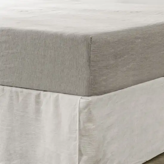 Light Gray Linen Full Double Fitted sheet Photo 3