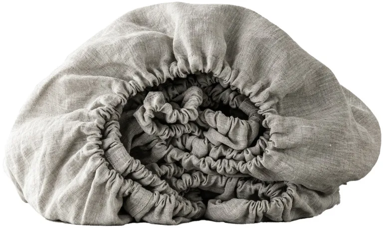 Light Gray Linen Full Double Fitted sheet Photo 1